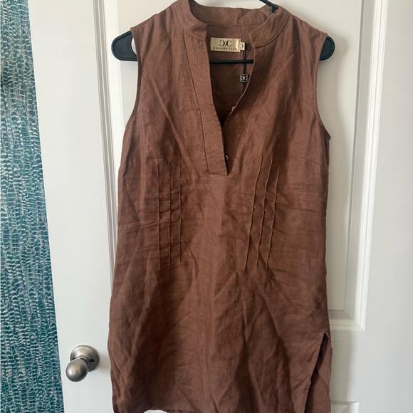 Charter Club Tops - NWT Charter Club Brown Mandarin Collar Tunic Top